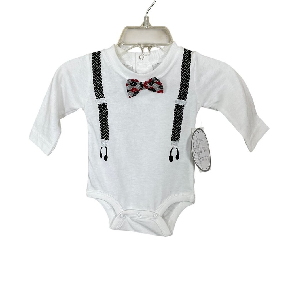 Koala Baby Long Sleeve Newborn Baby Suspenders Bodysuit Attached Bow Tie NWT